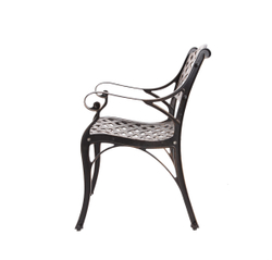 Обеденный комплект из литого алюминия стол Барбекю-4(122см) + 6 кресел ЛИОН «LION» бронза арт.С-05 bronze-6