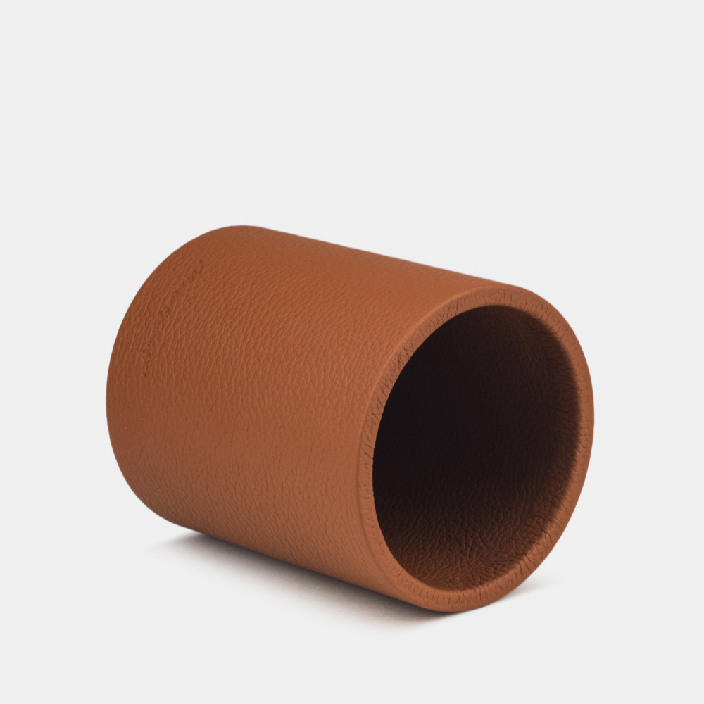 Подставка для ручек из кожи теленка, цвета карамель