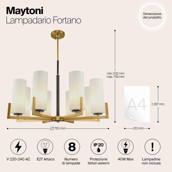 Подвесная люстра Maytoni Fortano MOD089PL-08BS