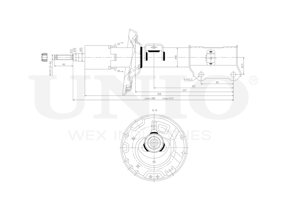 Амортизатор газовый передней подвески левый UNIO SAB-10379