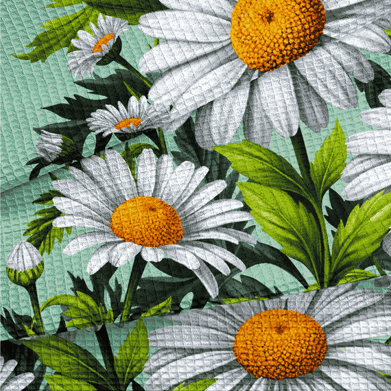 Вафельное полотно &quot;Ромашки&quot; | ш.50 см | 170 г/м² | хлопок-100%