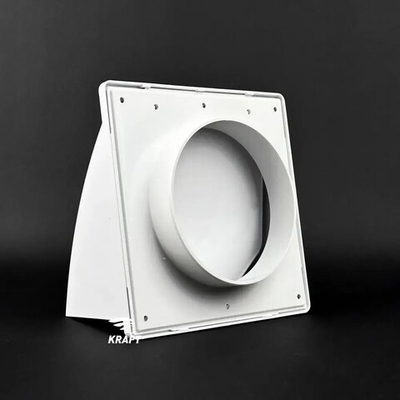 Вывод, выход стенной 175х175 мм с обратным клапаном с выходом D120 белый