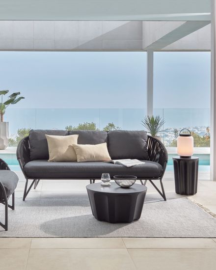 Веревочный 3-х местный диван Branzie 180 см черный Испания La Forma