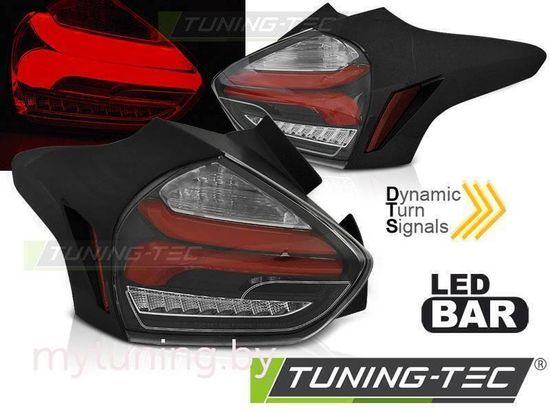 Фонари задние FORD FOCUS 3 15-18 HATCHBACK BLACK RED SEQ LED