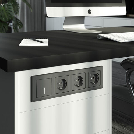 Выключатель одноклавишный проходной с подсветкой (графит матовый)