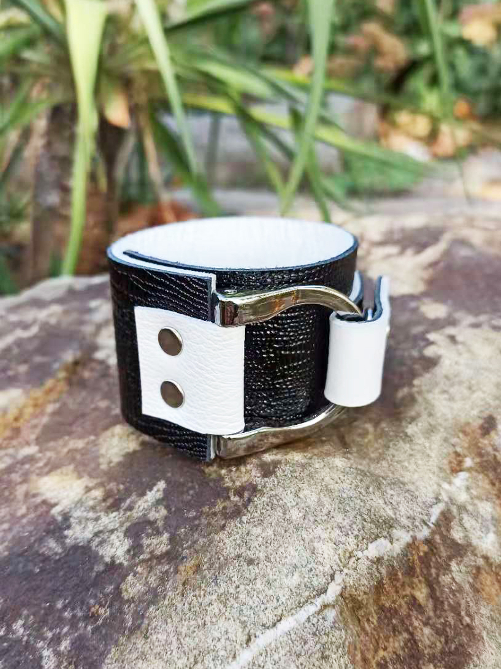 Браслет широкий кожаный
