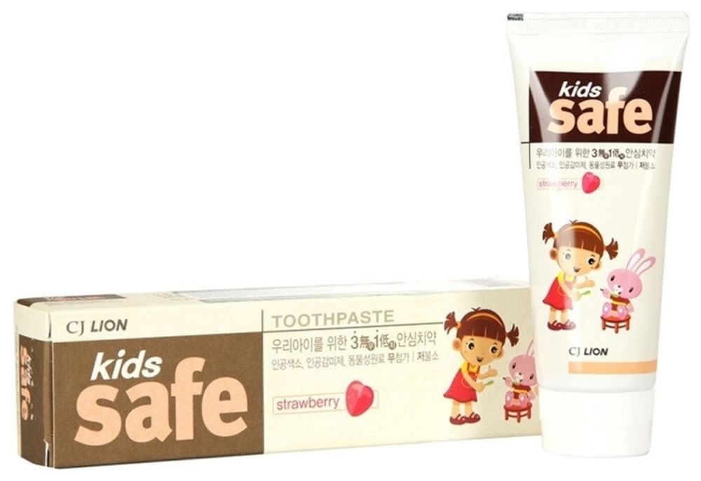 Зубная паста CJ Lion Kids Safe клубника 3-12 лет 90 гр
