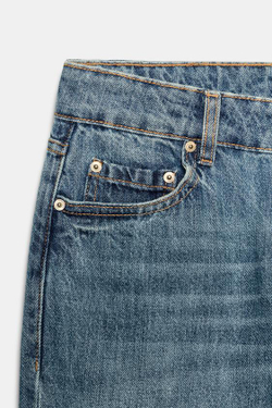 ZARA ДЖИНСЫ ZW COLLECTION CIGARRETE СО СРЕДНЕЙ ПОСАДКОЙ, ВЫЦВЕТШИЙ СИНИЙ