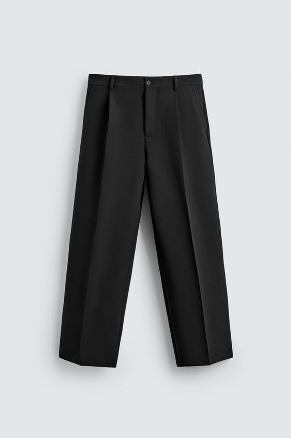 ZARA УКОРОЧЕННЫЕ БРЮКИ WIDE FIT СО СКЛАДКАМИ, ЧЕРНЫЙ