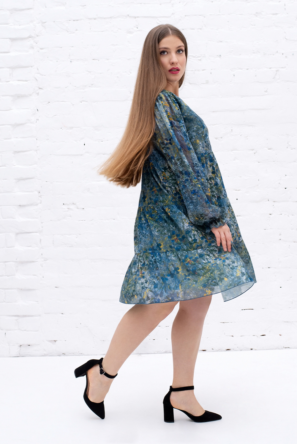 Повседневное платье 3314зеа, Цветы #284Цн053314зеа