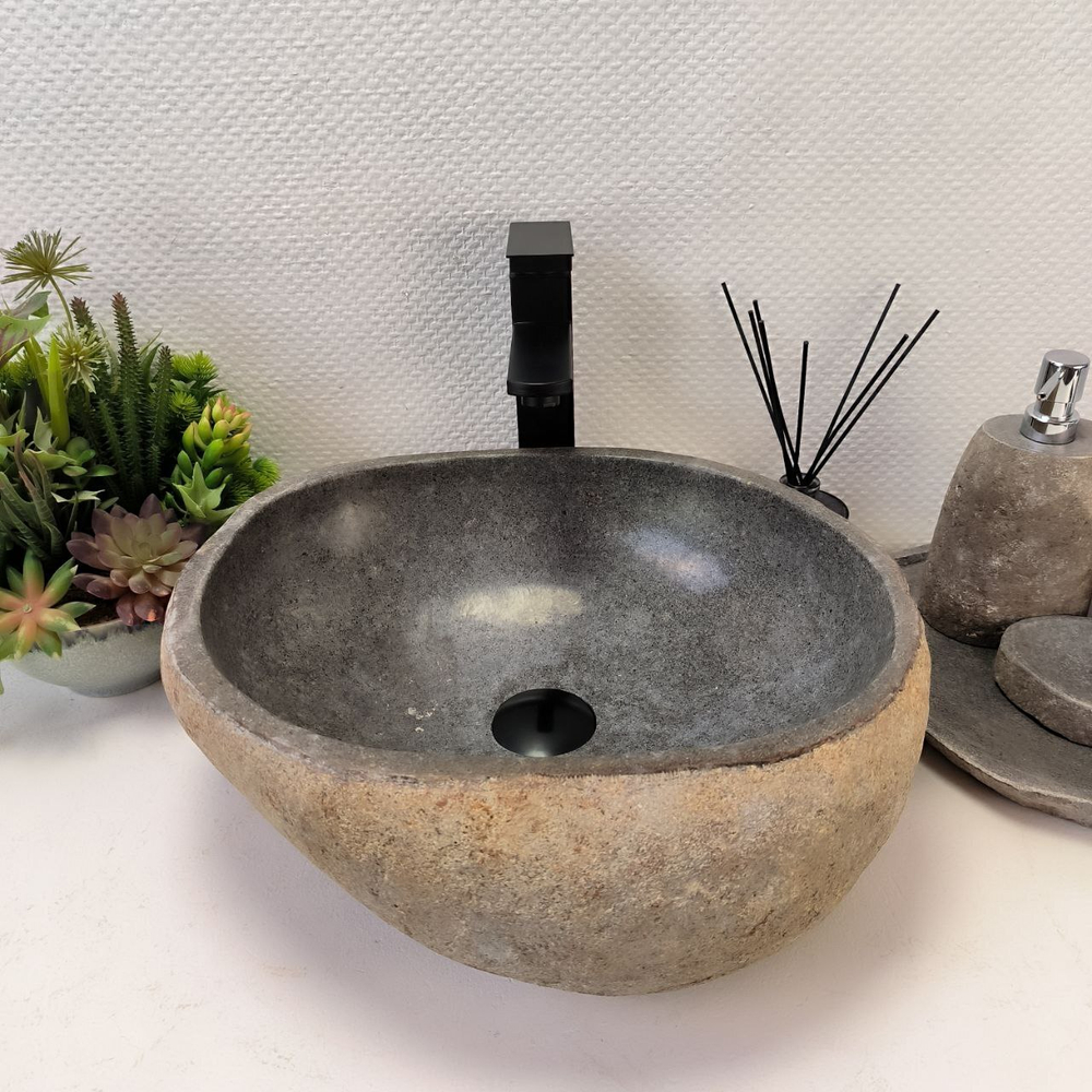 Раковина из речного камня RS-64113 (42*40*15) 0122