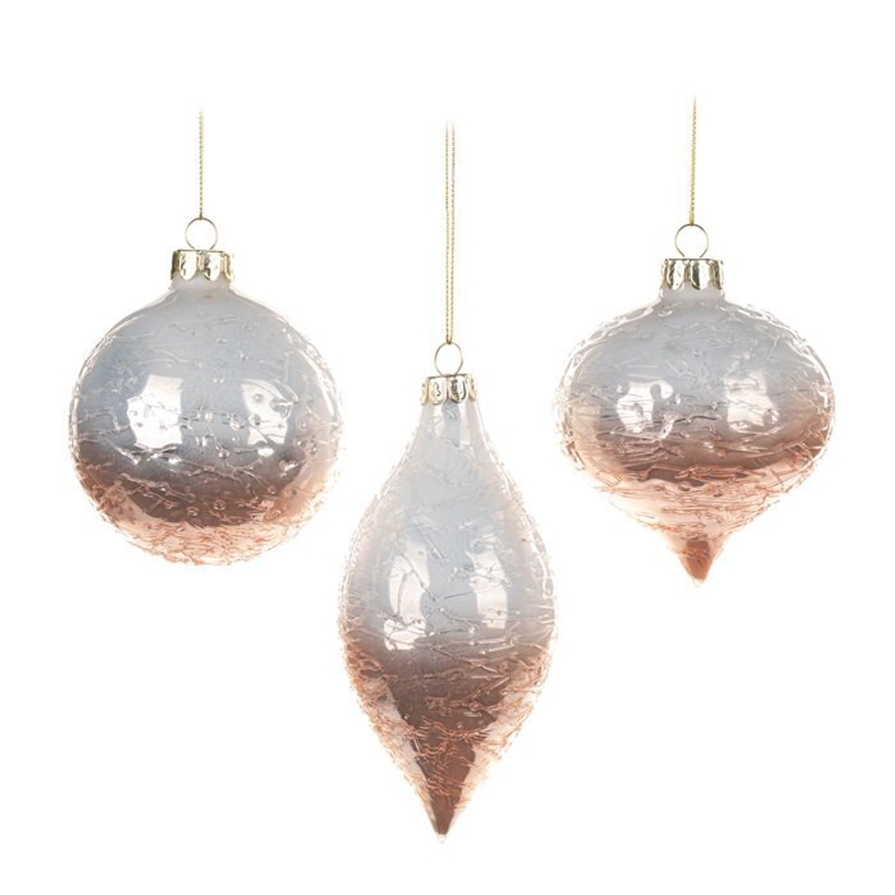 Набор елочных шаров 3шт 8см Goodwill M&G градиент белый с розовым