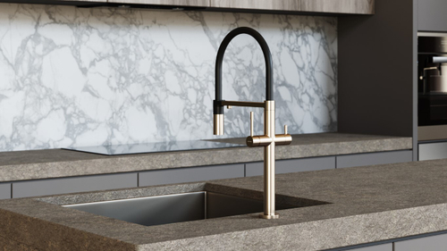 Boheme Смеситель для кухни UNO MATT GOLD c краном для питьевой воды