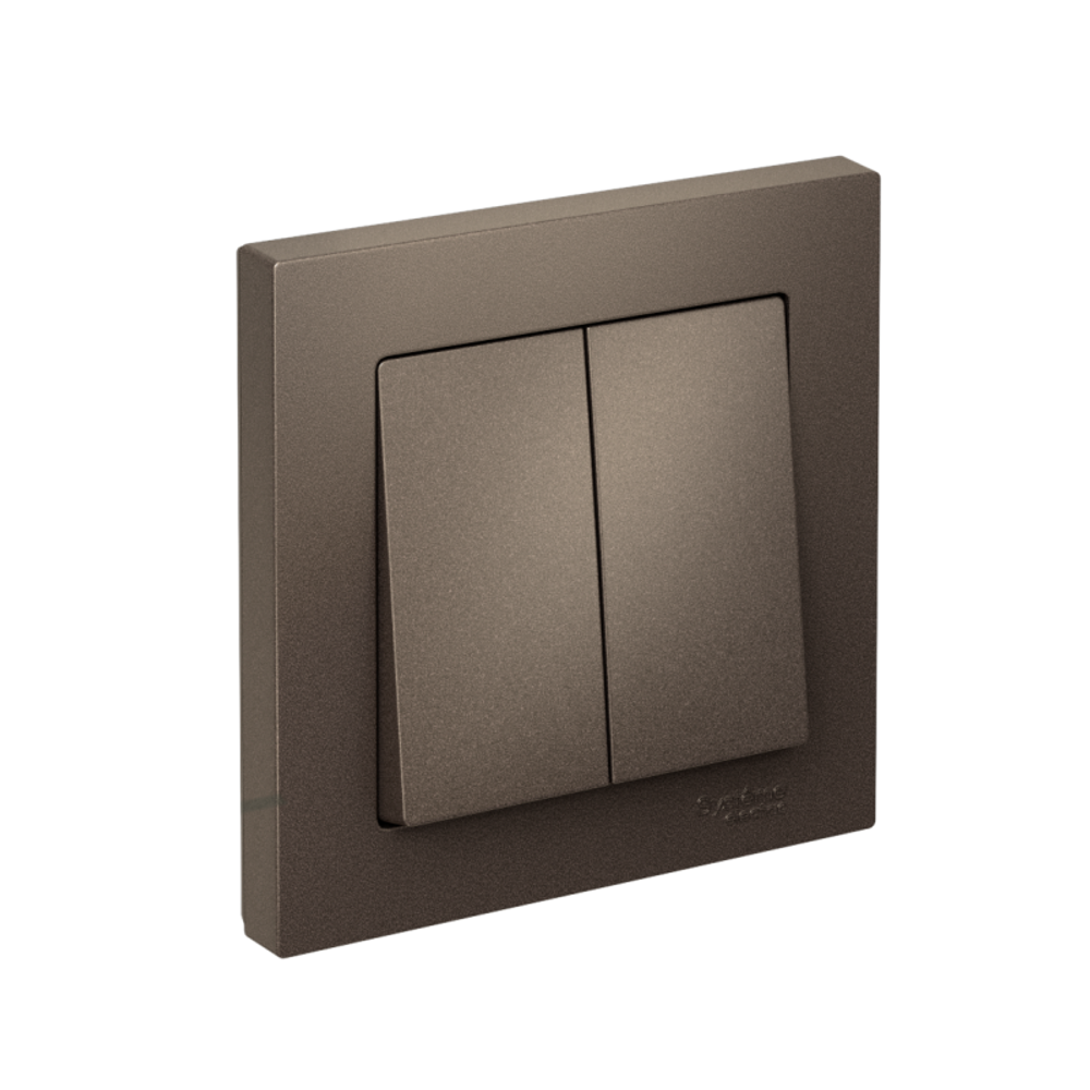 Выключатель 2-кл. СП AtlasDesign 10А IP20 (сх. 5) 10AX в сборе мокко SE ATN000652