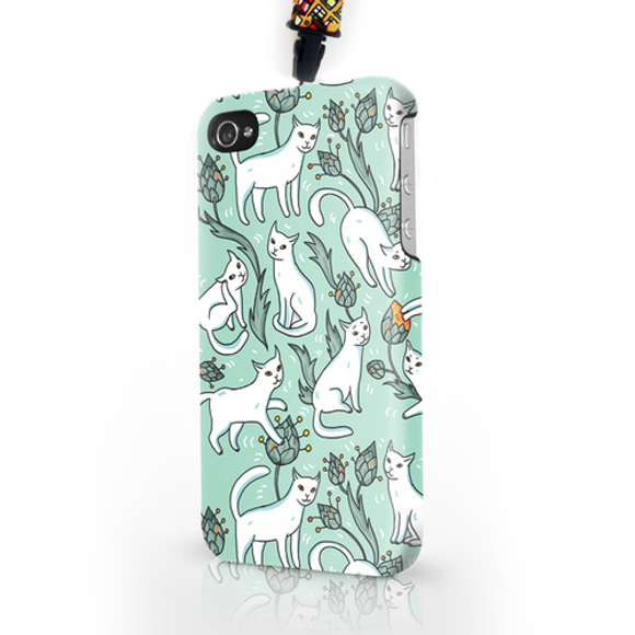 Чехол пластиковый для айфона SE/5/ 5S "Кошачий сад" с ланъярдом