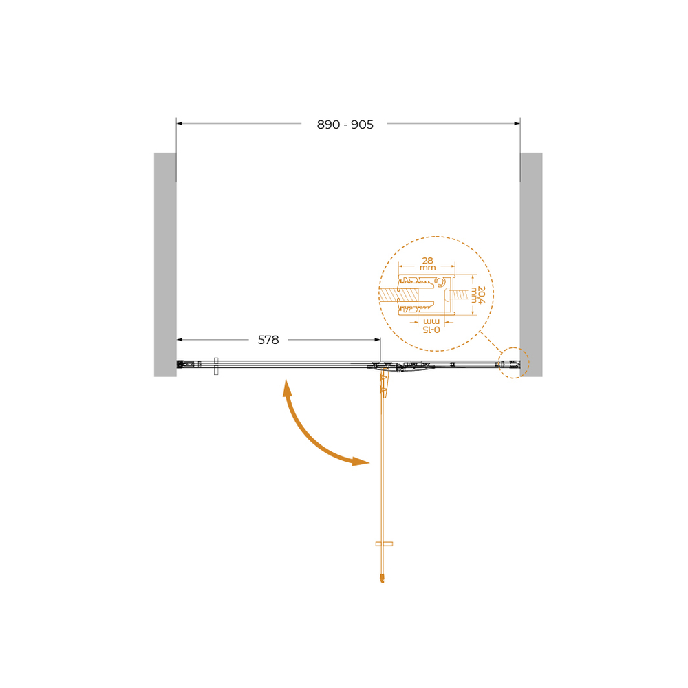 Душевая дверь Cezares LINER-B-12-90-C-NERO-R, 90х195, правосторонняя, профиль черный матовый, стекло прозрачное