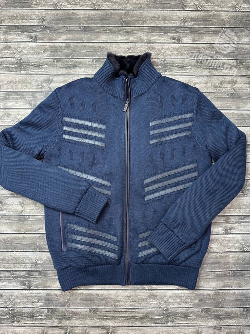 Бомбер с мехом Zilli со вставками кожи крокодила