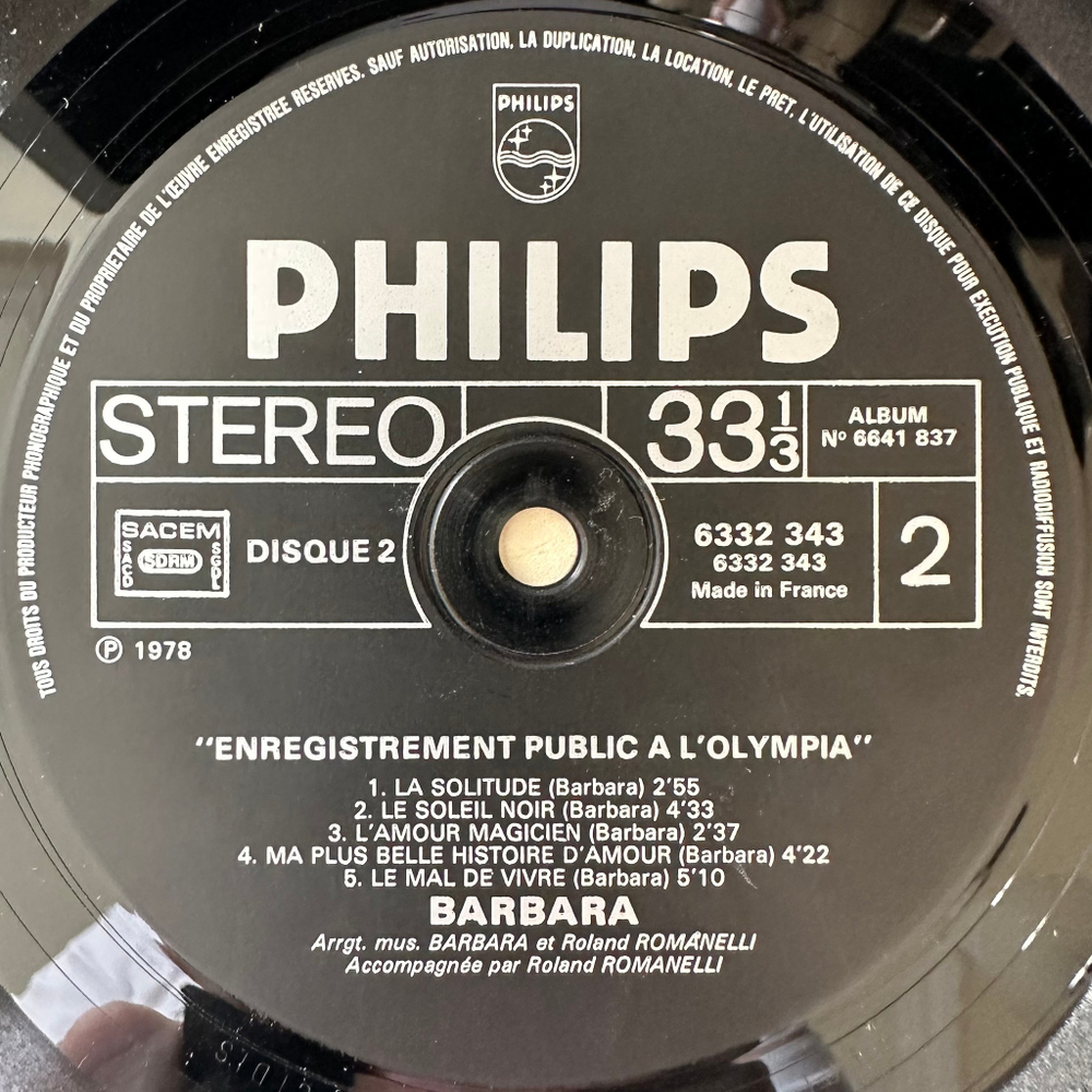 Barbara - Enregistrement Public a L'Olympia (Франция 1978г.)