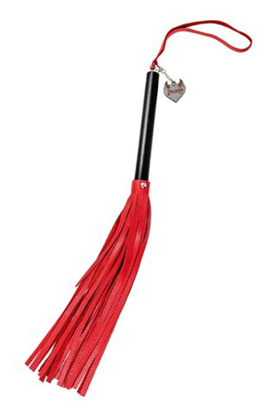 Красно-черная кожаная плеть - 50 см. (Цвет: красный с черным)