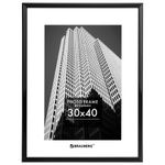 Рамка 30х40 см небьющаяся, багет 14 мм, пластик, BRAUBERG "Original", черная, 391230