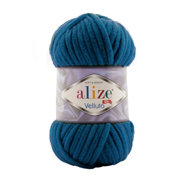 Пряжа Alize (Ализе) Velluto / уп.5 мот. по 100 г, 68м, 646 петроль A