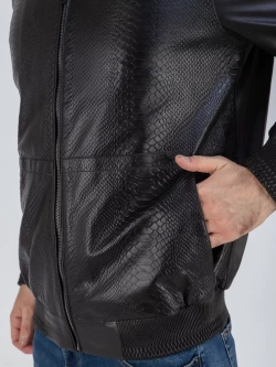 Куртка кожаная демисезонная с капюшоном Турция