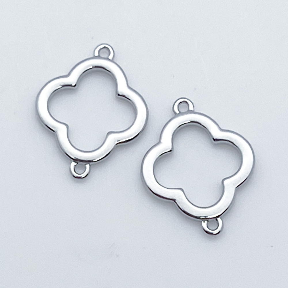 Коннектор Клевер, цвет серебро, размер 15*12 мм, цена за 1 шт