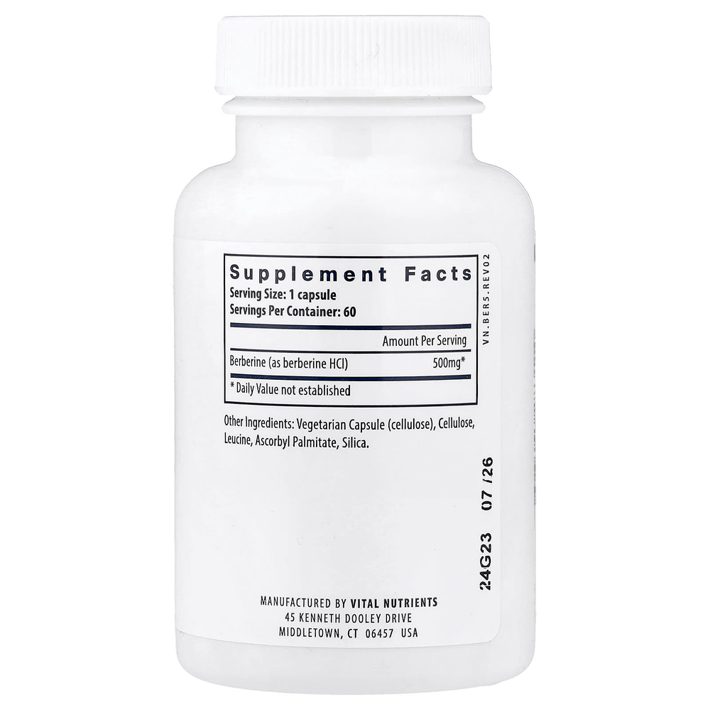Vital Nutrients, Берберин, 500 мг, 60 веганских капсул
