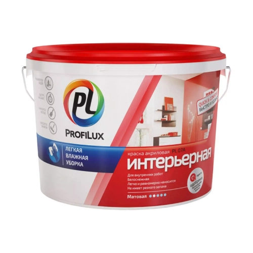 Краска для стен и потолков акриловая Profilux PL-07А матовая супербелая