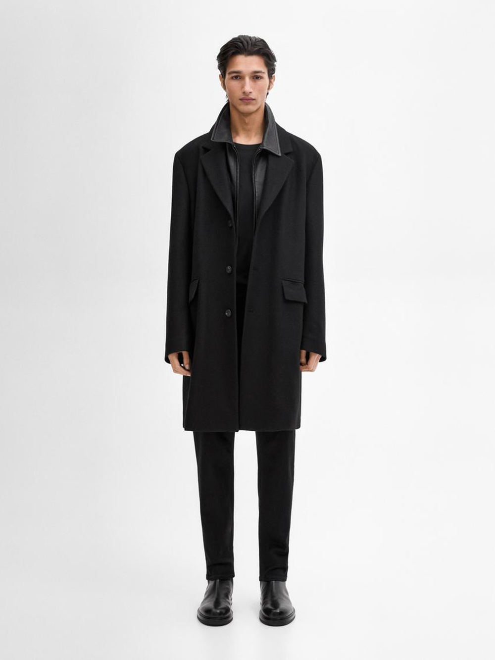 Massimo Dutti Зауженные джинсы из смесового хлопка с полировкой, черный