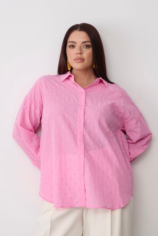 Рубашка в мушку, розовый