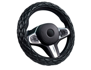 Оплетка на руль круглая CarFashion -XXXL- «SHUTTLE» 31700 - Экокожа - черный/черный