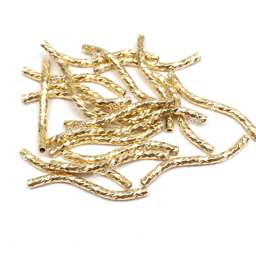 Бусины - трубочки витые 20х1.5 мм, позолота