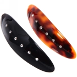 Заколка автомат «Коллекция Монталь-Янтарь», овал, микс 2 цвета, 10*2,5см (Кокетка)