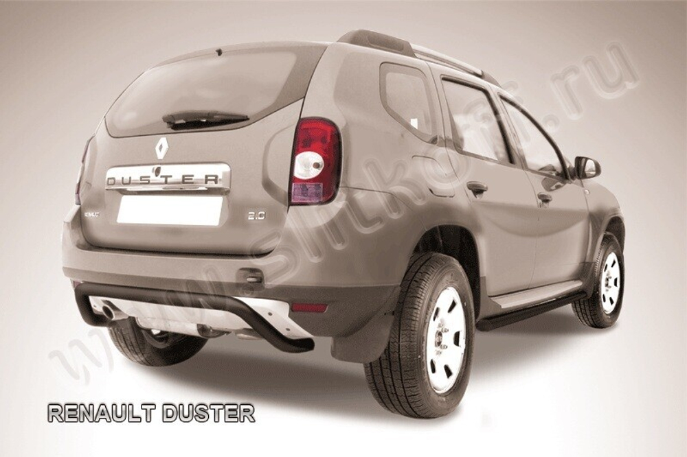 Защита заднего бампера (нержавейка) Renault Duster (2010-2015) d57 скоба (черный)