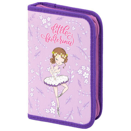 Пенал ПИФАГОР, 1 отделение, 2 откидные планки, ткань, Litlle Ballerina, 270361