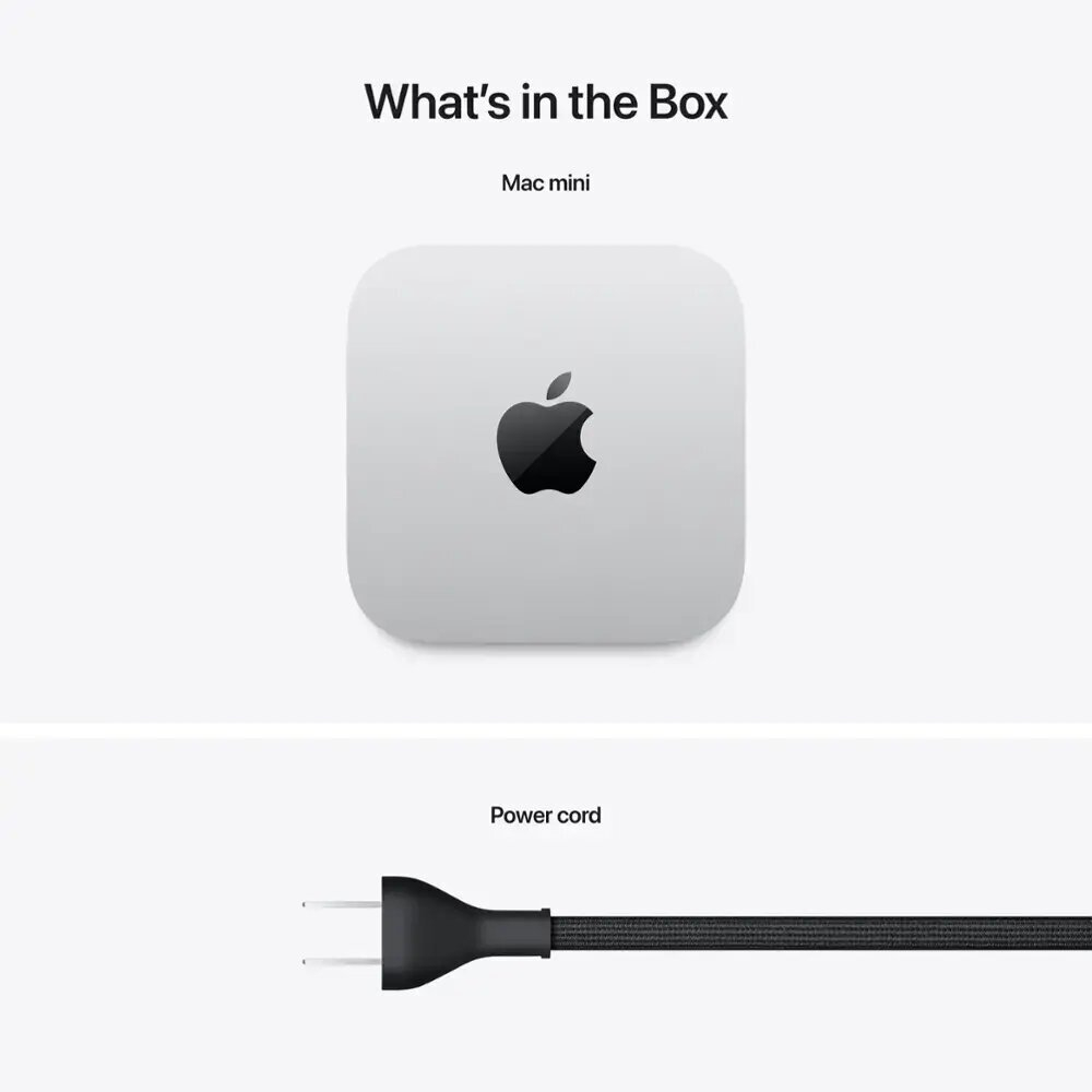 Настольный компьютер Apple Mac mini 2024 (MCYT4) Apple M4, 24 ГБ RAM, 512 ГБ SSD, Apple graphics 10-core, MacOS, silver