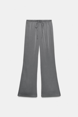 ZARA АТЛАСНЫЕ БРЮКИ НА ШНУРКЕ, ЦЕМЕНТНЫЙ
