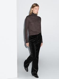 Massimo Dutti Расклешенные бархатные брюки, черный