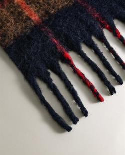 Zara Home - Мягкое клетчатый плед с бахромой, синий, 140x190 см