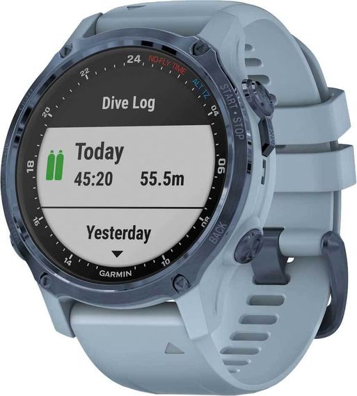 Умные часы - дайвинг компьютер Garmin Descent MK2s голубой корпус c силиконовым ремешком цвета морской пены