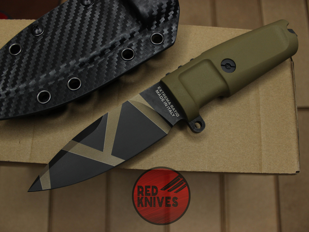 Нож Extrema Ratio Shrapnel OG - пустынная рукоять, клинок камо черный