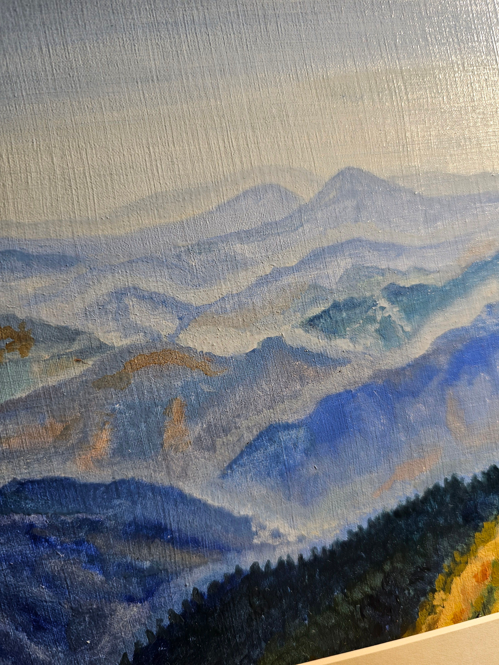 Картина авторская маслом на холсте в паспарту 30х40 см на стену для интерьера "Горный пейзаж"