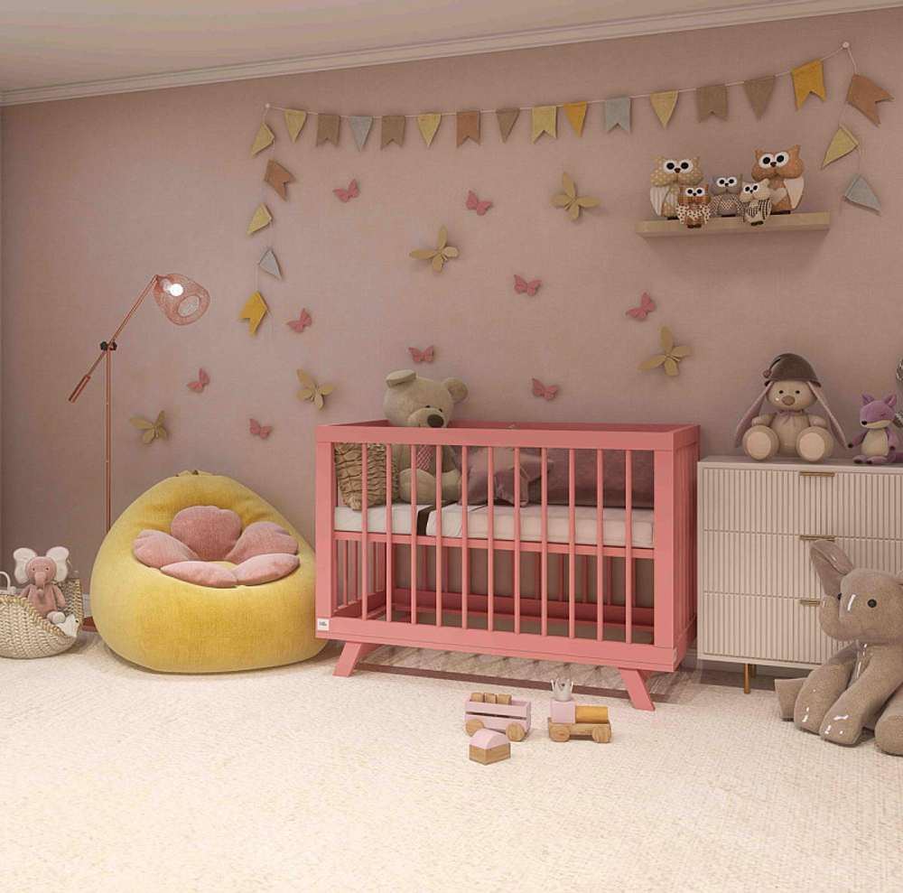 Кроватка детская Lillaland Lilla Aria с маятником Antique Pink