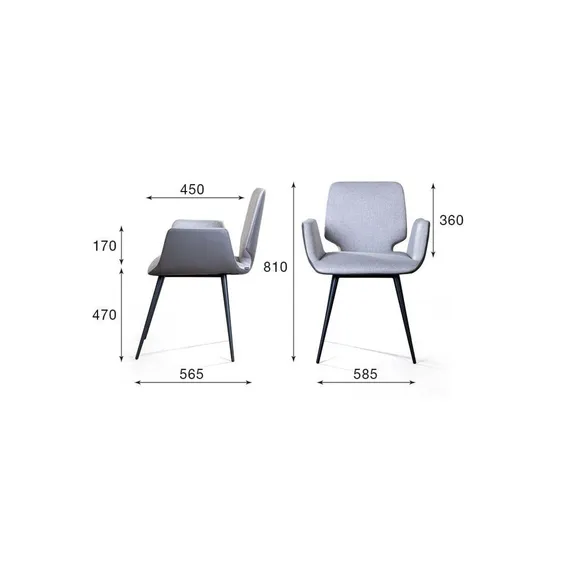 Стул с подлокотниками Adam серая рогожка и экокожа