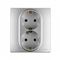 Розетка Legrand Etika с заземлением и шторкой алюминий 25618