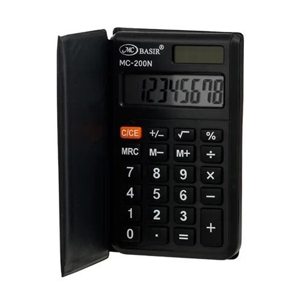 Калькулятор карманный Basir 8 Bit, двойное питание, в обложке-книжке, 10.3*7.2*1.4 см, чёрный
