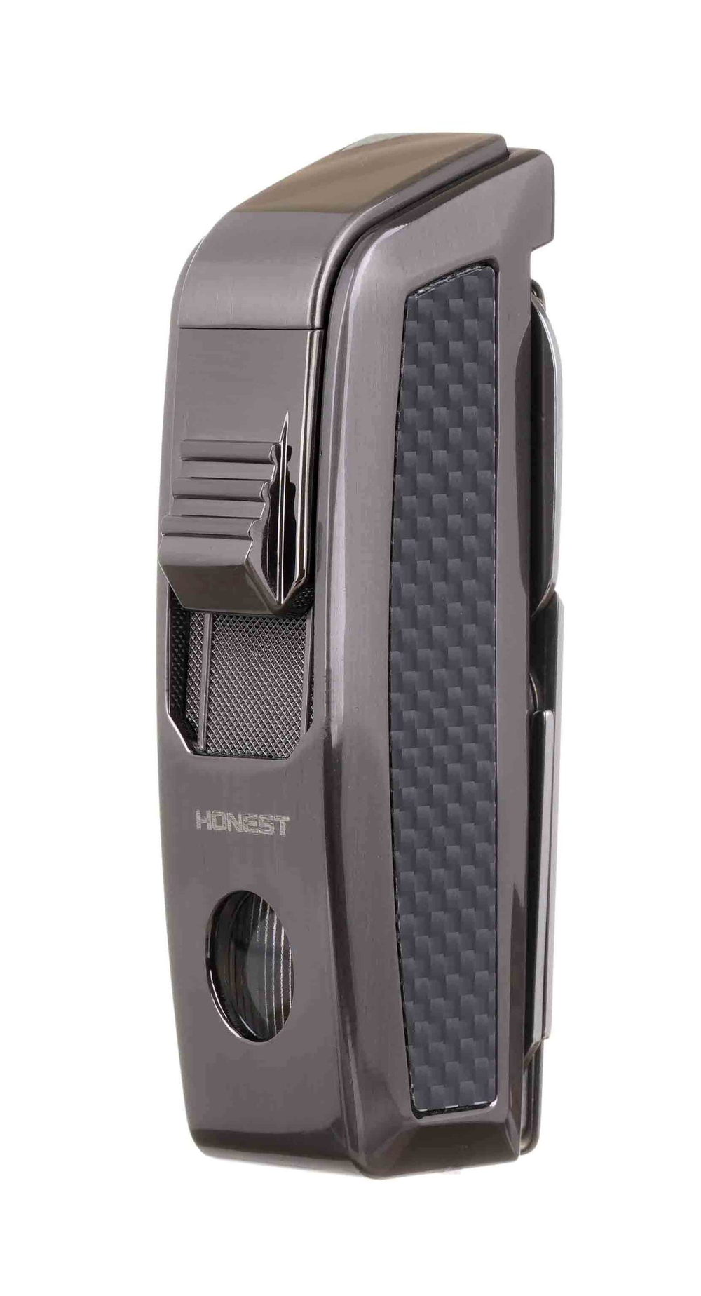 Зажигалка сигарная Honest, с ножницами, оружейная сталь 823-Gunmetal