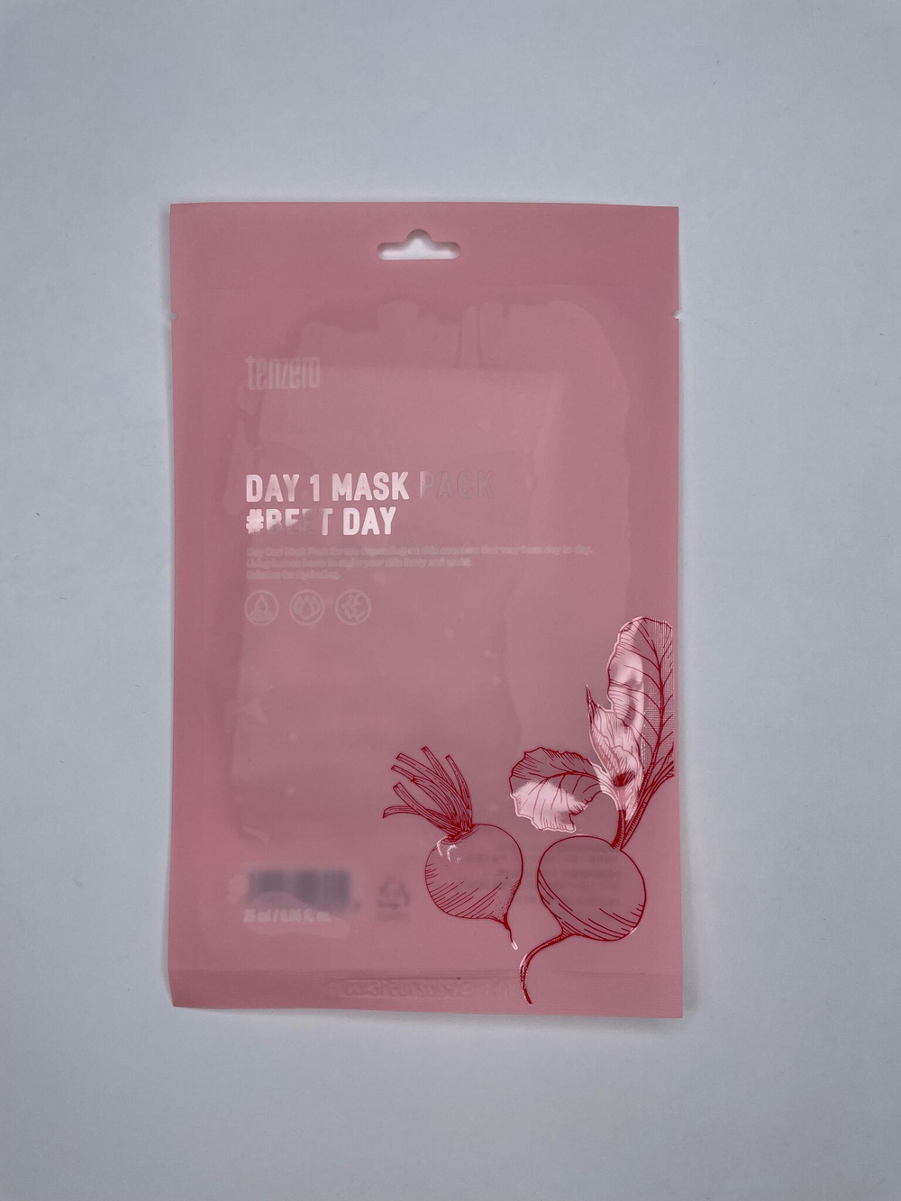 TENZERO DAY 1 MASK PACK #BEET DAY Тканевая маска для лица с экстрактом  свёклы 25мл