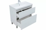 Тумба с раковиной Aquanet Вега 80 344123+301805 белая глянцевая